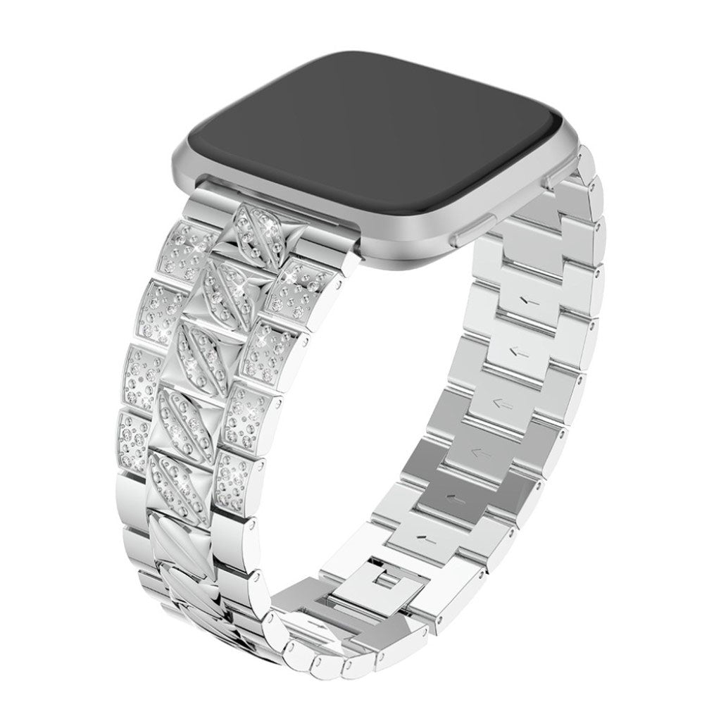 Super cool Fitbit Versa Metal og Rhinsten Rem - Sølv#serie_3