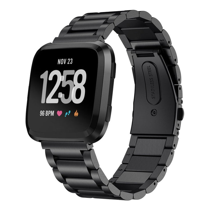 Mega nydelig Fitbit Versa Metal Rem - Sort#serie_1