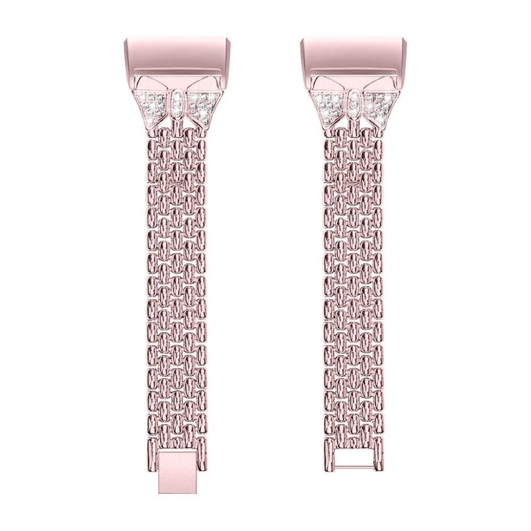 Vildt fantastisk Fitbit Charge 3 Metal og Rhinsten Rem - Pink#serie_3