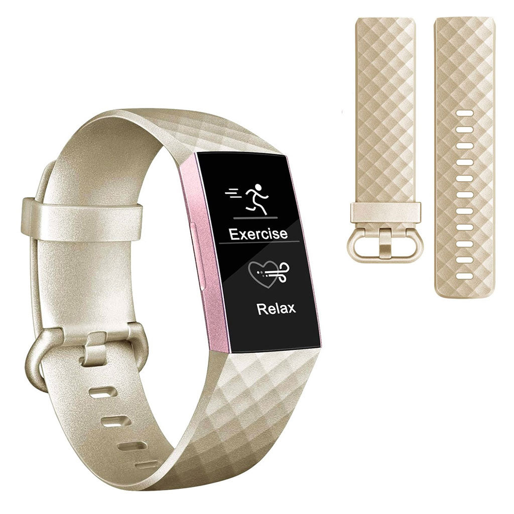 Supercool Fitbit Charge 3 Silikone Rem - Størrelse: L - Guld#serie_2