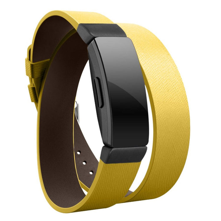 Meget hårdfør Fitbit Inspire Ægte læder Rem - Gul#serie_9