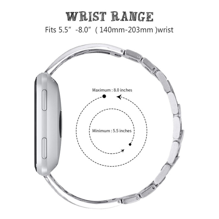 Nydelig Fitbit Versa Lite Metal og Rhinsten Rem - Sølv#serie_014