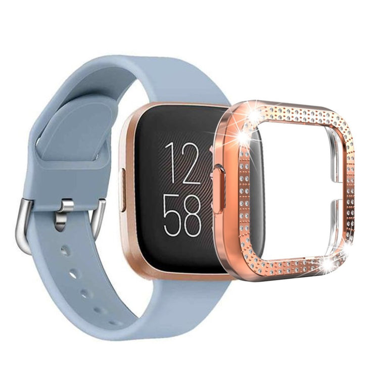 Fitbit Versa 2  Rhinsten og Silikone Bumper  - Pink#serie_7