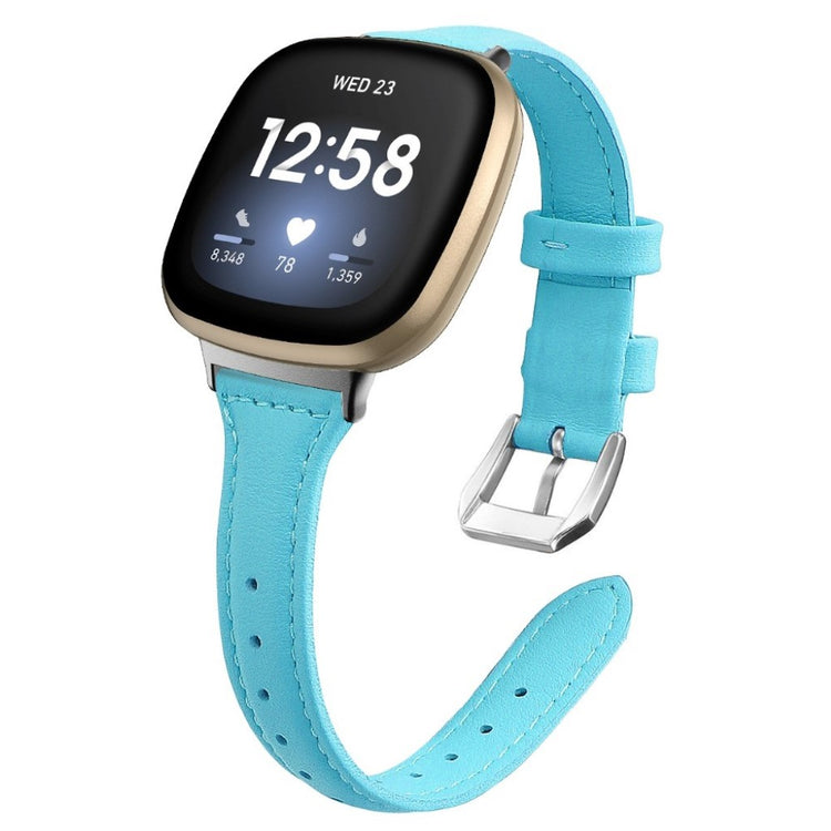 Klassisk Fitbit Versa 3 / Fitbit Sense Ægte læder Rem - Blå#serie_8