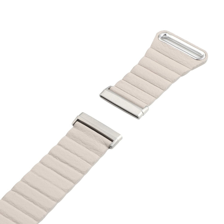 Fed Fitbit Versa 3 / Fitbit Sense Ægte læder Rem - Beige#serie_3