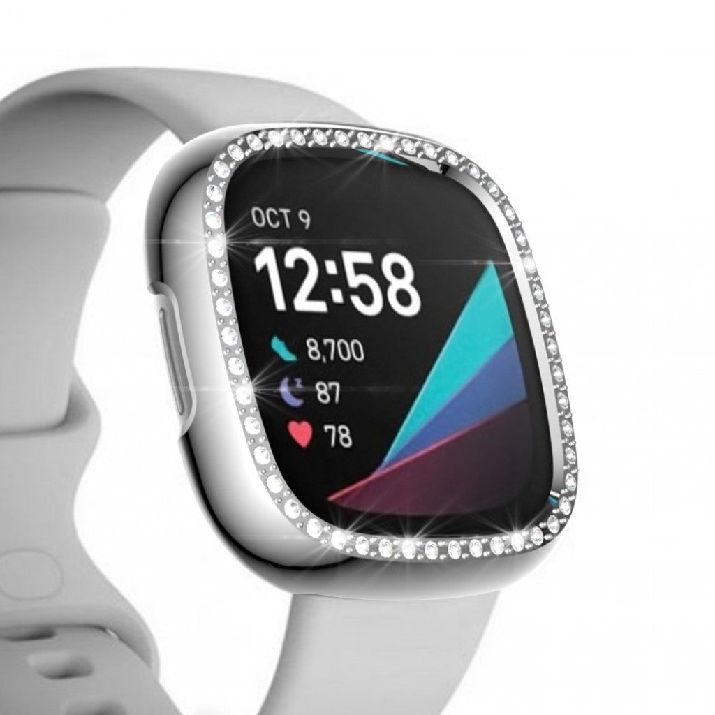 Fitbit Versa 3 / Fitbit Sense Elegant Rhinsten og Silikone Bumper  - Sølv#serie_7