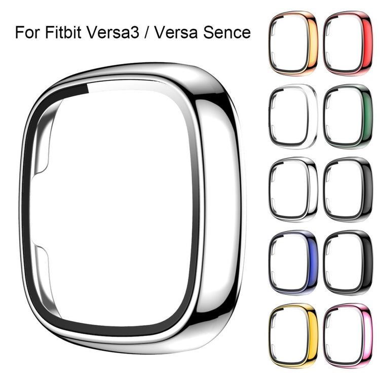 Vildt Godt Fitbit Versa 3 Cover med Skærmbeskytter i Plastik og Hærdet Glas - Sølv#serie_10