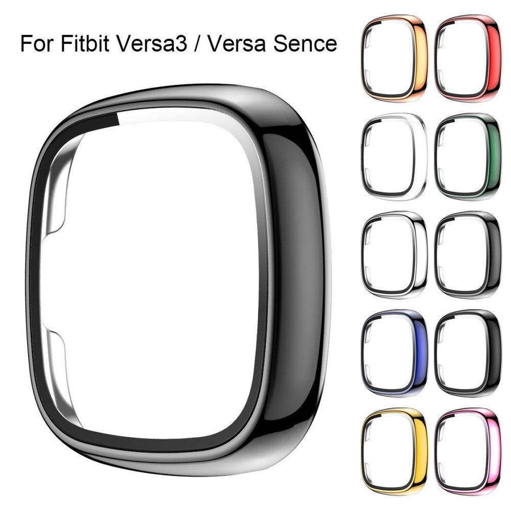 Vildt Godt Fitbit Versa 3 Cover med Skærmbeskytter i Plastik og Hærdet Glas - Sølv#serie_4