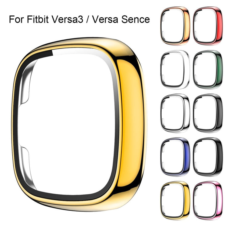 Vildt Godt Fitbit Versa 3 Cover med Skærmbeskytter i Plastik og Hærdet Glas - Guld#serie_5