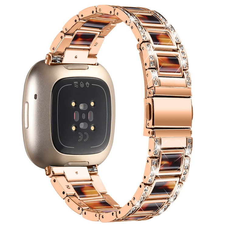 Helt vildt fed Fitbit Versa 3 Metal og Rhinsten Rem - Pink#serie_12