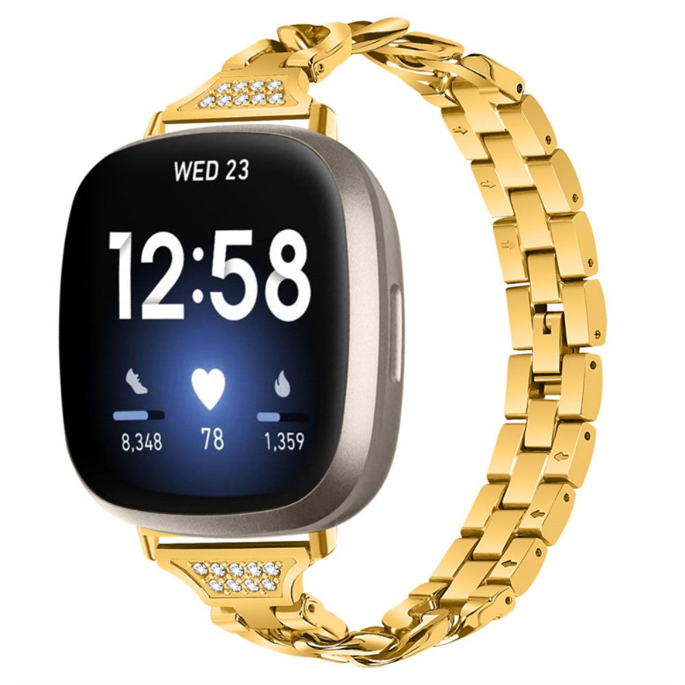 Udsøgt Fitbit Sense / Fitbit Versa 3 Metal og Rhinsten Rem - Guld#serie_2