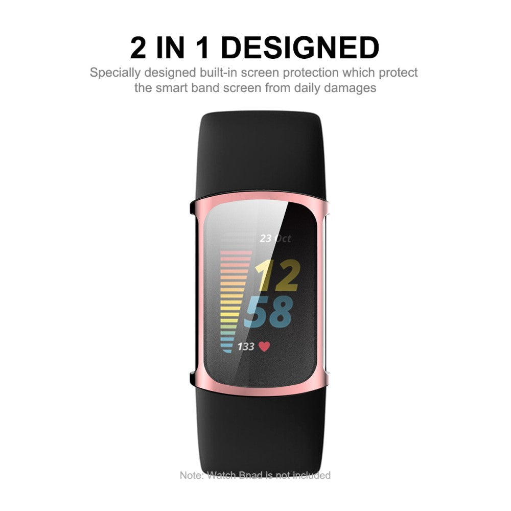 Mega Godt Fitbit Charge 5 Cover med Skærmbeskytter i Silikone - Pink#serie_5