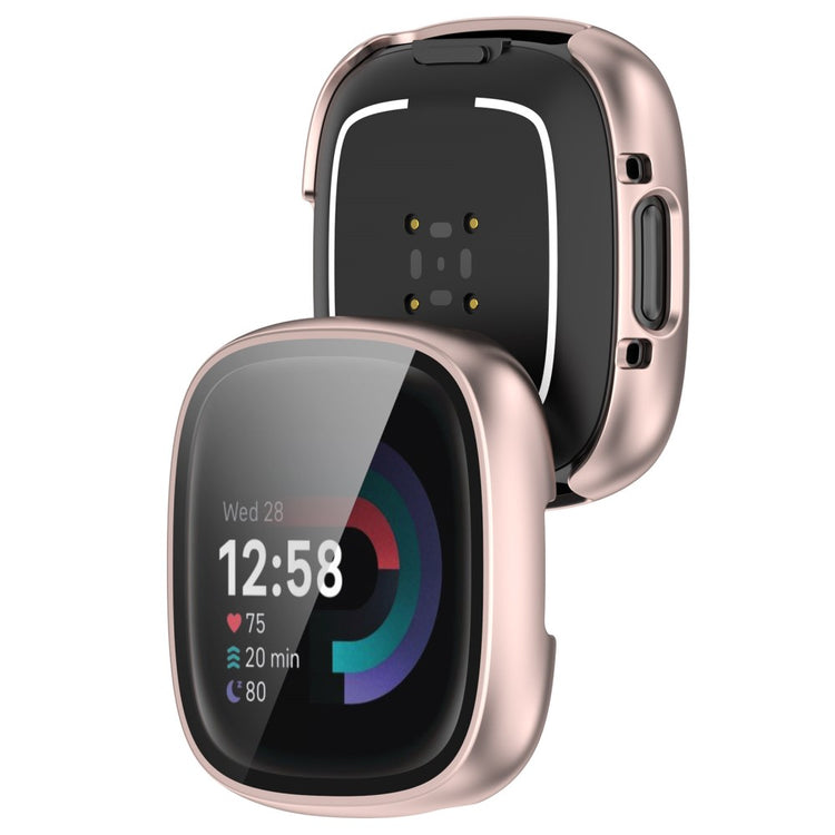 Alle Tiders Fitbit Sense 2 / Fitbit Versa 4 Cover med Skærmbeskytter i Plastik og Hærdet Glas - Pink#serie_5