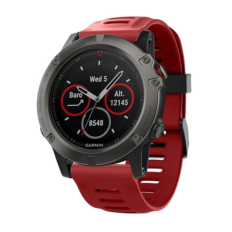 Smuk Garmin Fenix 5X / Garmin Tactix Charlie Silikone Rem - Rød#serie_10