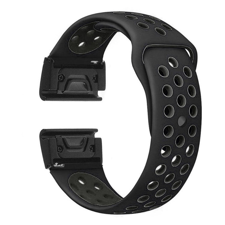 Mega fed Garmin Fenix 5X / Garmin Fenix 3 Silikone Rem - Sort#serie_2