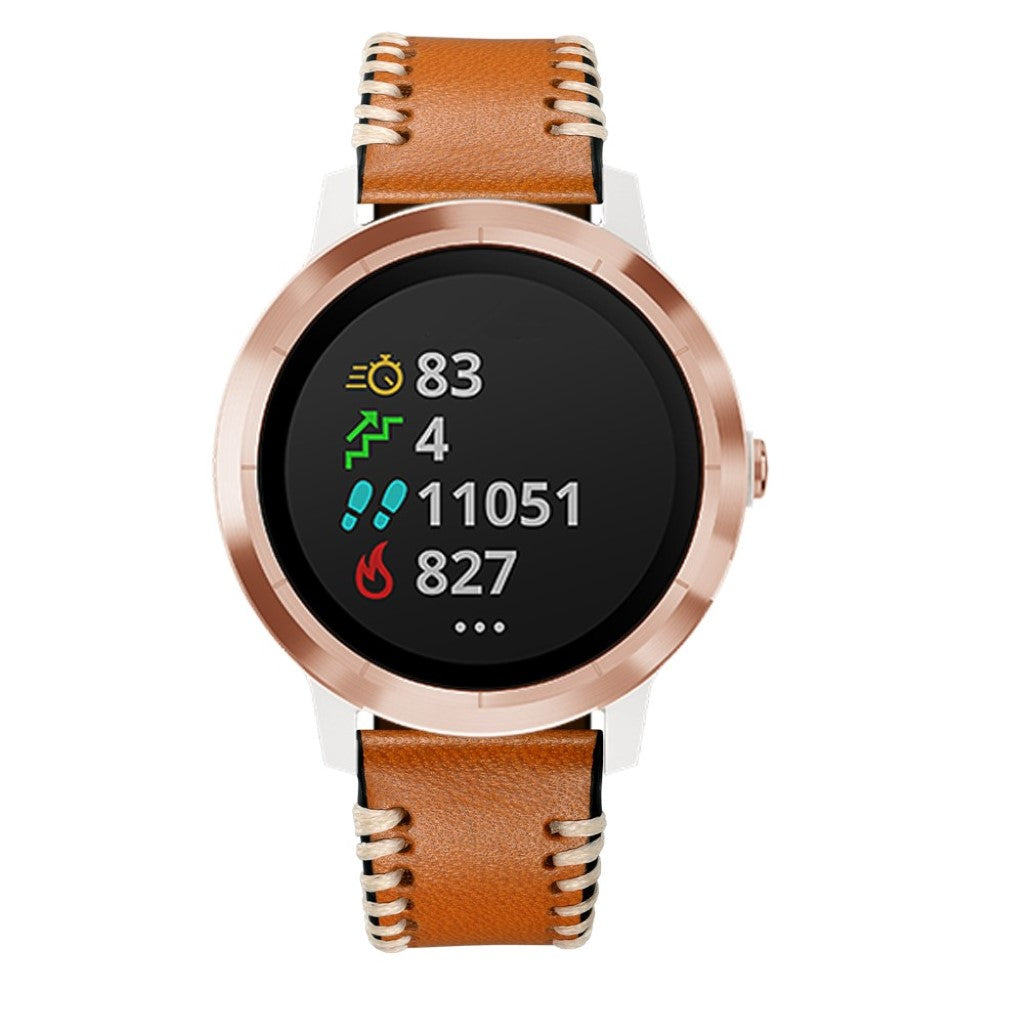 Fed Garmin Vivoactive 3 / Garmin Vivomove HR Ægte læder Rem - Brun#serie_2