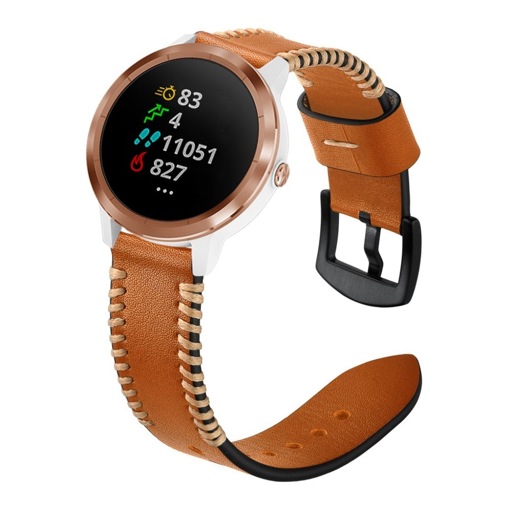 Fed Garmin Vivoactive 3 / Garmin Vivomove HR Ægte læder Rem - Brun#serie_2