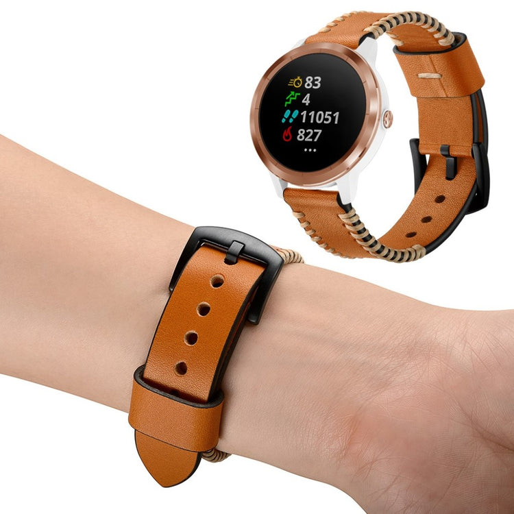 Fed Garmin Vivoactive 3 / Garmin Vivomove HR Ægte læder Rem - Brun#serie_2