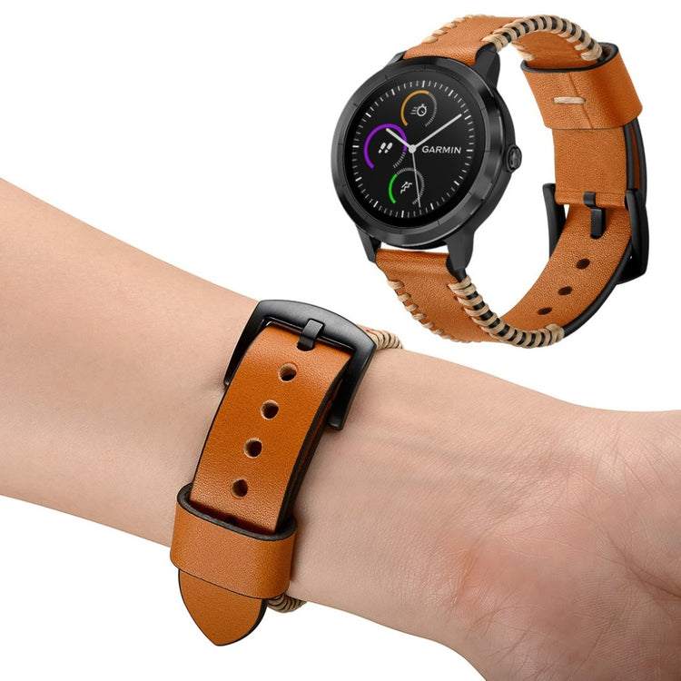 Fed Garmin Vivoactive 3 / Garmin Vivomove HR Ægte læder Rem - Brun#serie_2