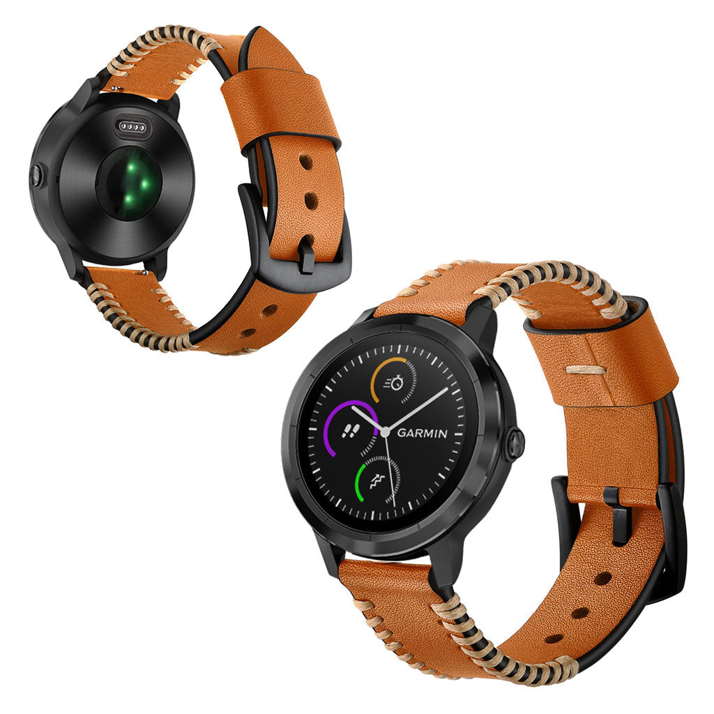 Fed Garmin Vivoactive 3 / Garmin Vivomove HR Ægte læder Rem - Brun#serie_2