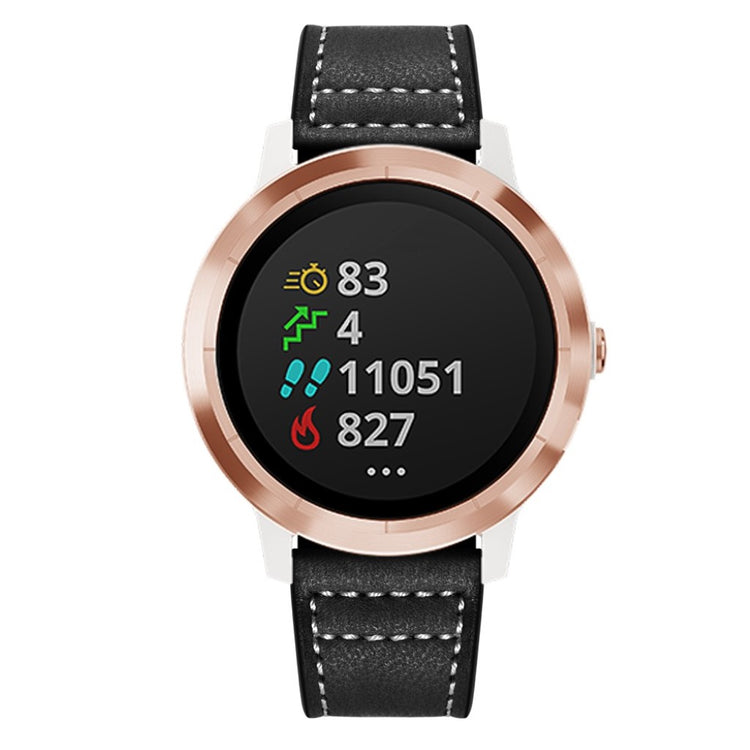 Fed Garmin Vivoactive 3 / Garmin Vivomove HR Ægte læder Rem - Sort#serie_1