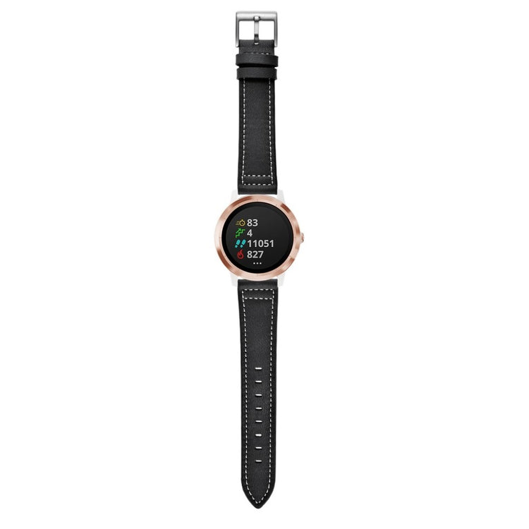 Fed Garmin Vivoactive 3 / Garmin Vivomove HR Ægte læder Rem - Sort#serie_1