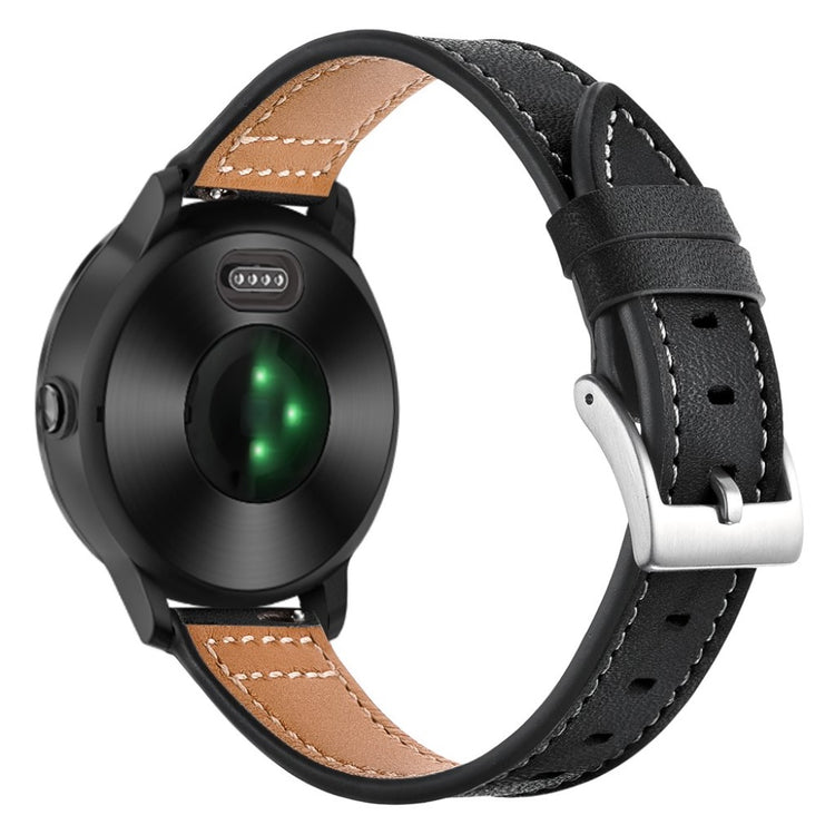 Fed Garmin Vivoactive 3 / Garmin Vivomove HR Ægte læder Rem - Sort#serie_1