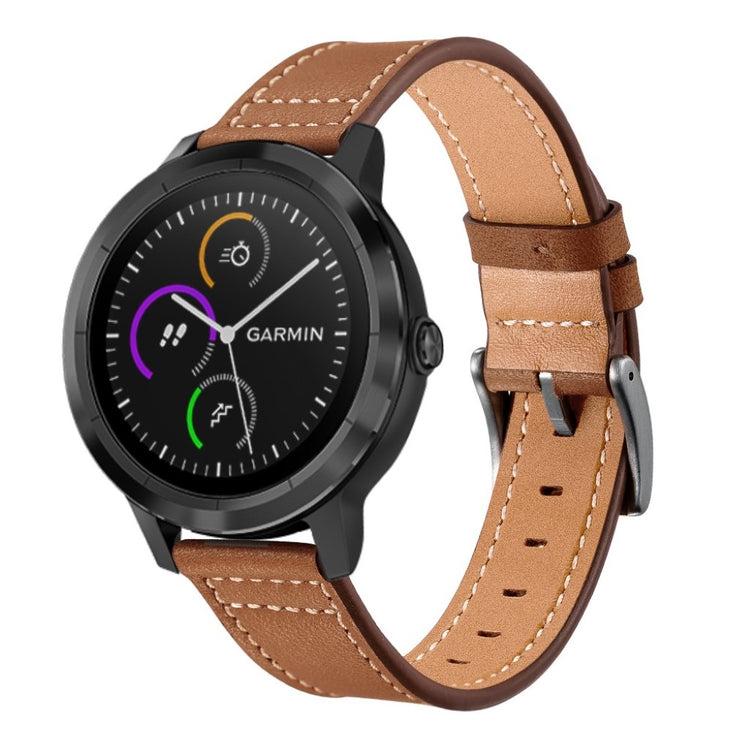 Fed Garmin Vivoactive 3 / Garmin Vivomove HR Ægte læder Rem - Brun#serie_2