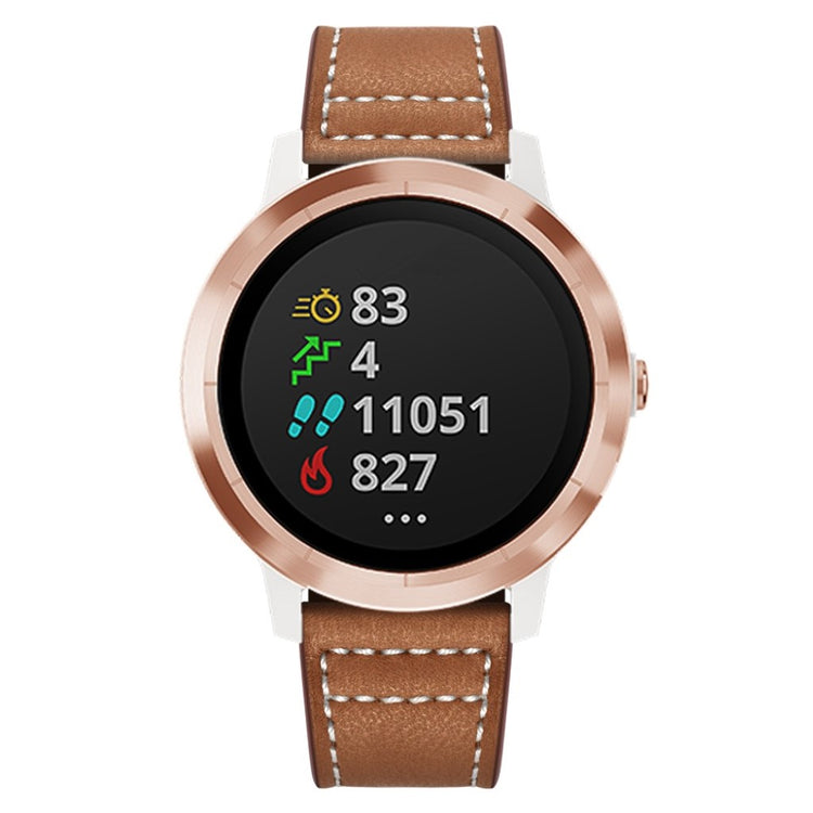 Fed Garmin Vivoactive 3 / Garmin Vivomove HR Ægte læder Rem - Brun#serie_2