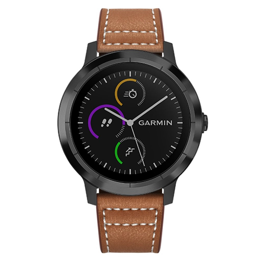 Fed Garmin Vivoactive 3 / Garmin Vivomove HR Ægte læder Rem - Brun#serie_2