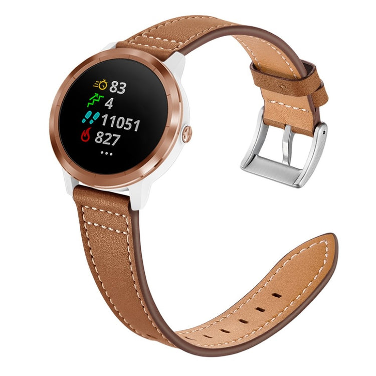 Fed Garmin Vivoactive 3 / Garmin Vivomove HR Ægte læder Rem - Brun#serie_2