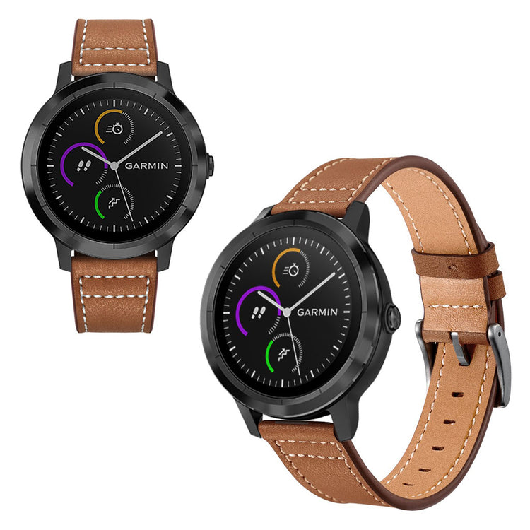 Fed Garmin Vivoactive 3 / Garmin Vivomove HR Ægte læder Rem - Brun#serie_2