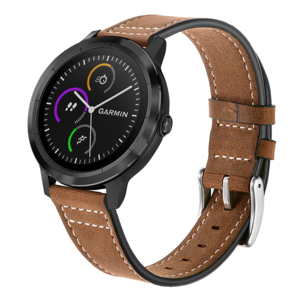 Fed Garmin Vivoactive 3 / Garmin Vivomove HR Ægte læder Rem - Brun#serie_3