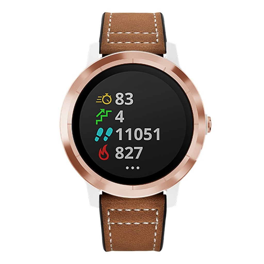 Fed Garmin Vivoactive 3 / Garmin Vivomove HR Ægte læder Rem - Brun#serie_3