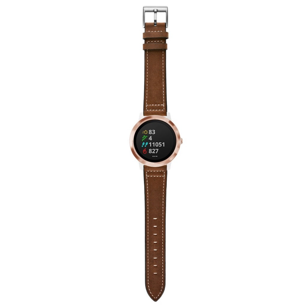 Fed Garmin Vivoactive 3 / Garmin Vivomove HR Ægte læder Rem - Brun#serie_3