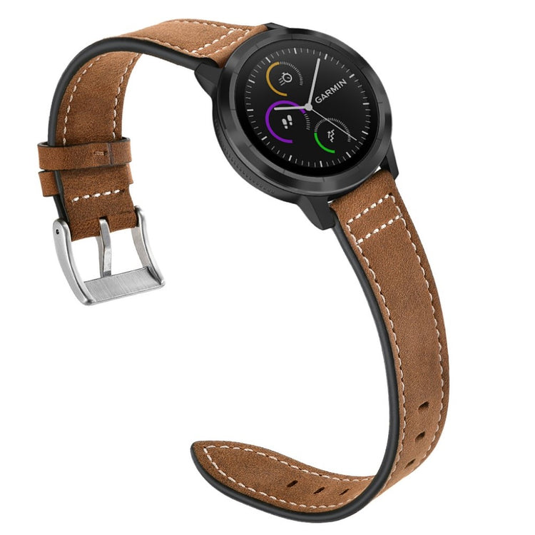 Fed Garmin Vivoactive 3 / Garmin Vivomove HR Ægte læder Rem - Brun#serie_3