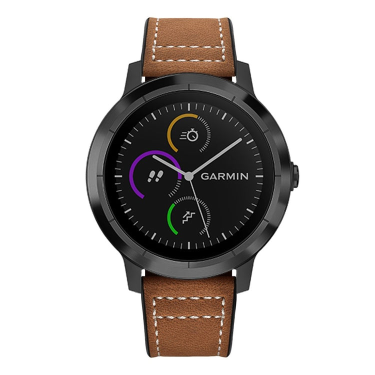 Fed Garmin Vivoactive 3 / Garmin Vivomove HR Ægte læder Rem - Brun#serie_3