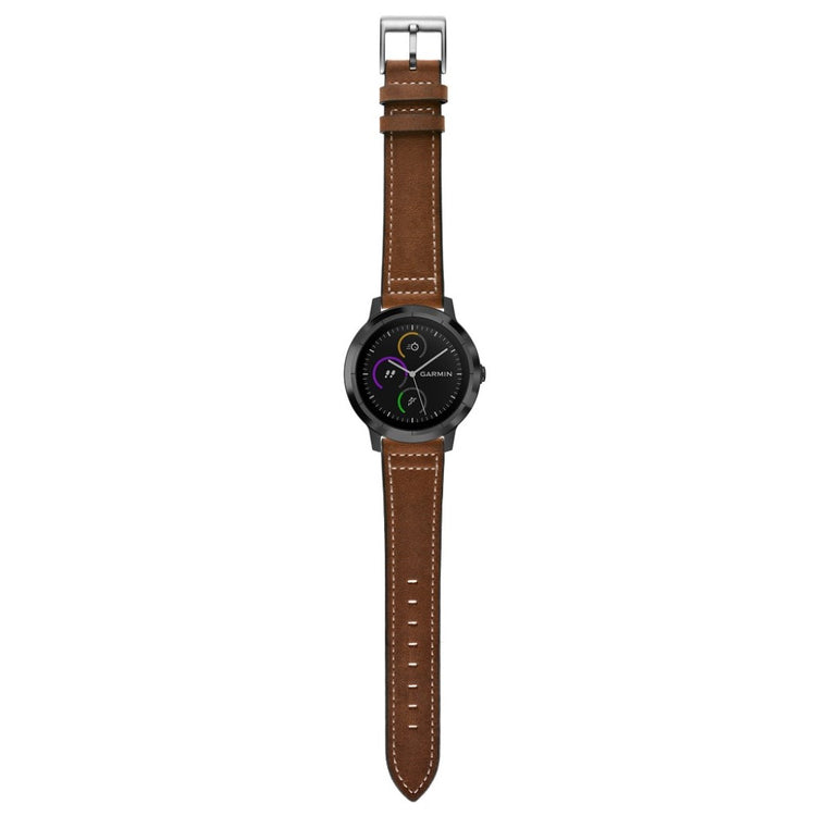 Fed Garmin Vivoactive 3 / Garmin Vivomove HR Ægte læder Rem - Brun#serie_3