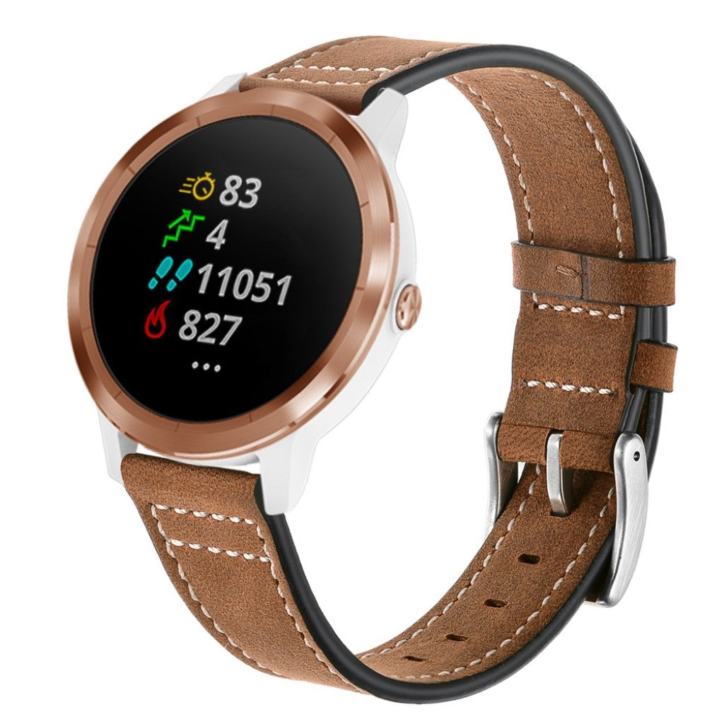 Fed Garmin Vivoactive 3 / Garmin Vivomove HR Ægte læder Rem - Brun#serie_3