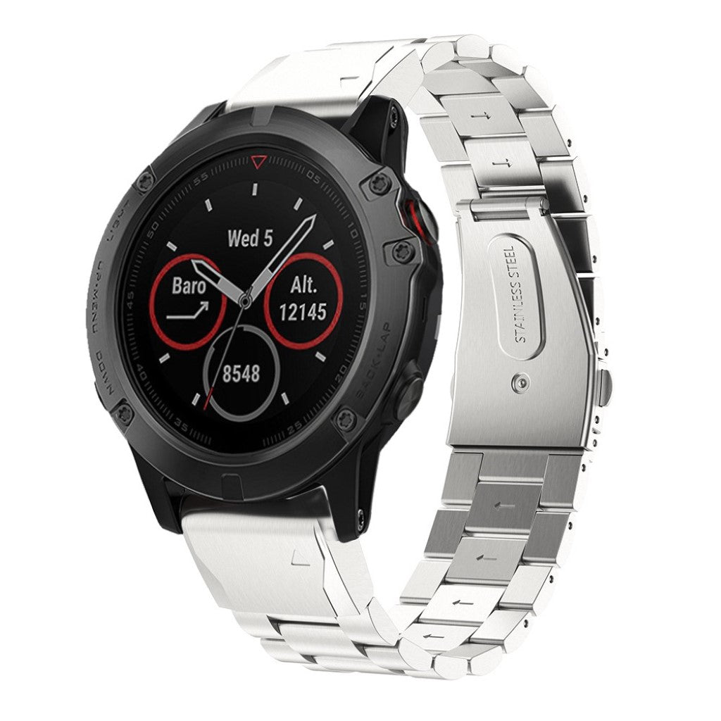 Mega flot Garmin Fenix 5X / Garmin Tactix Charlie Metal Rem - Sølv#serie_1