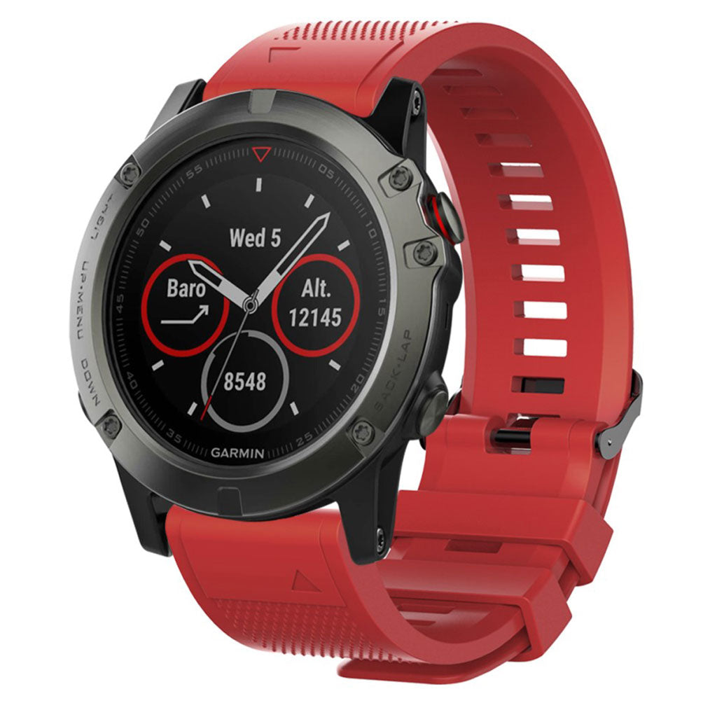 Super slidstærk Garmin Fenix 5S Silikone Rem - Rød#serie_5