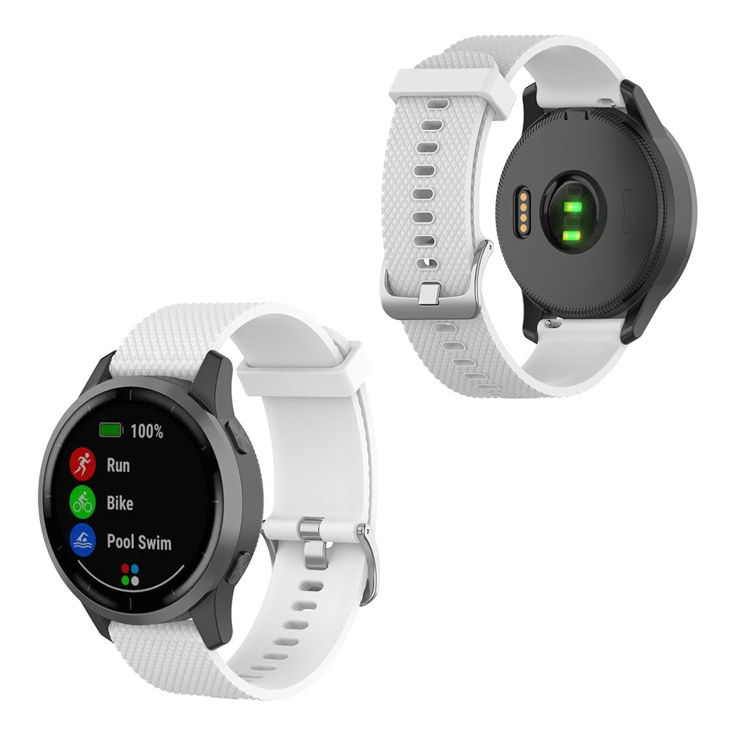 Meget cool Garmin Vivoactive 4 Silikone Rem - Hvid#serie_2