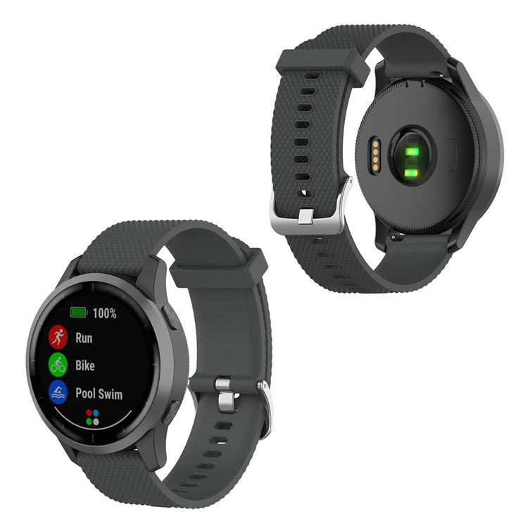 Meget cool Garmin Vivoactive 4 Silikone Rem - Sølv#serie_3