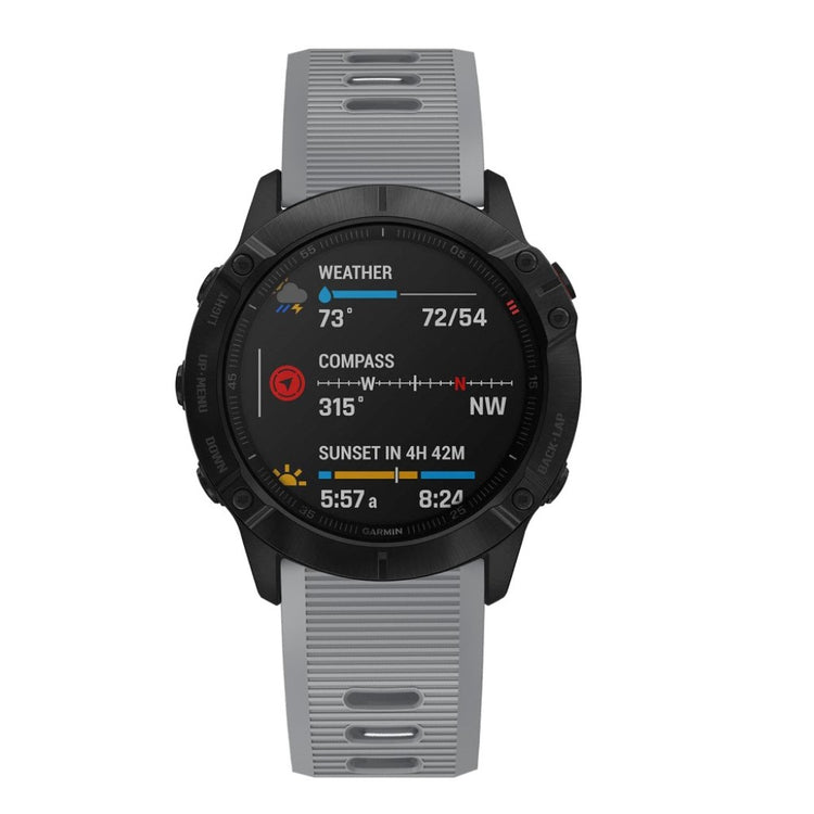 Sejt Garmin Fenix 6X Silikone Rem - Sølv#serie_3