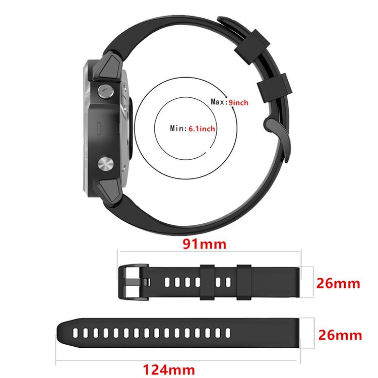 Helt vildt cool Garmin Fenix 6X Silikone Rem - Sort#serie_1