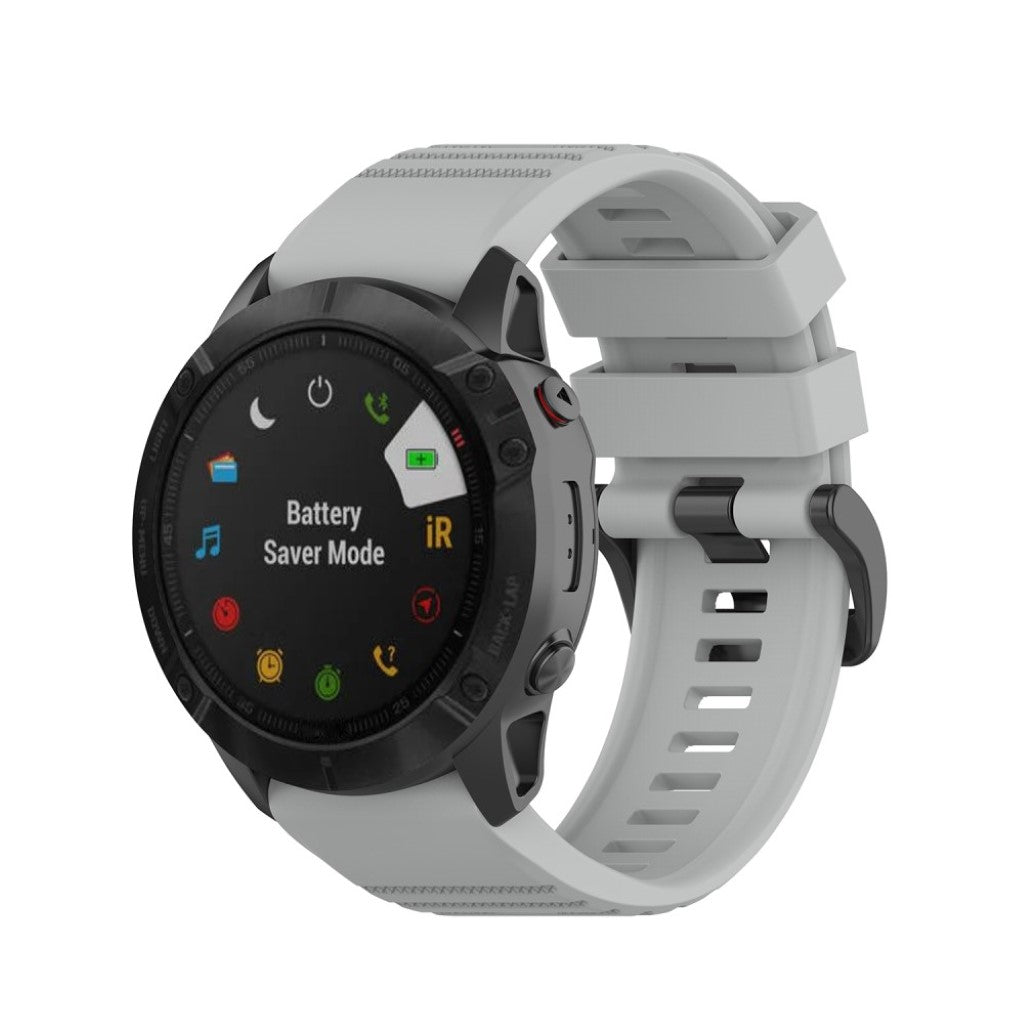 Helt vildt cool Garmin Fenix 6X Silikone Rem - Sølv#serie_3