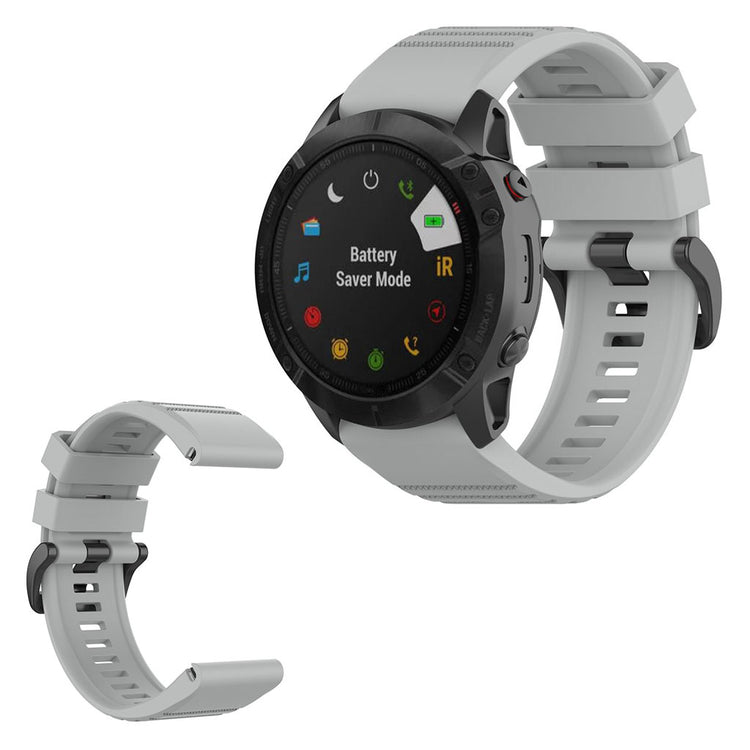 Helt vildt cool Garmin Fenix 6X Silikone Rem - Sølv#serie_3