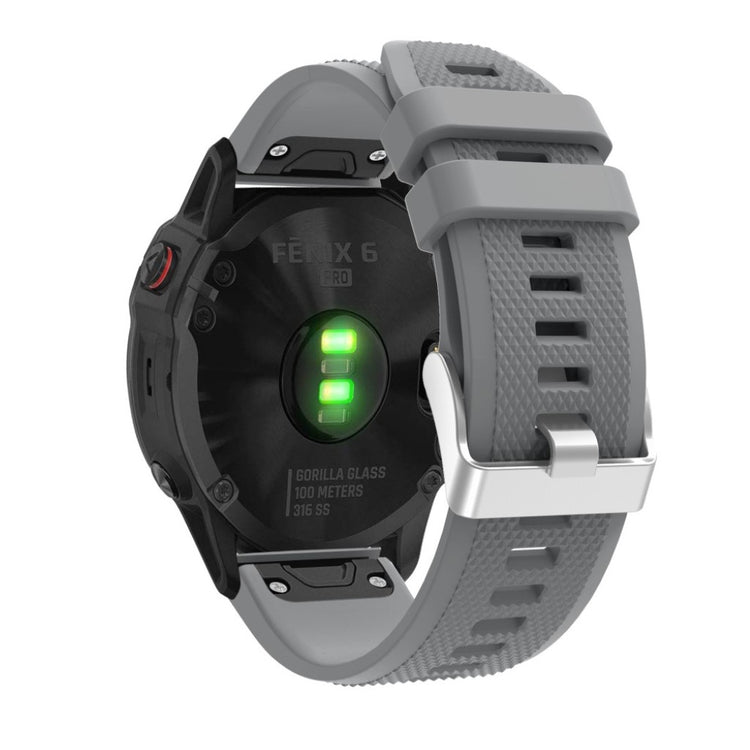 Meget fed Garmin Fenix 6 Silikone Rem - Sølv#serie_3