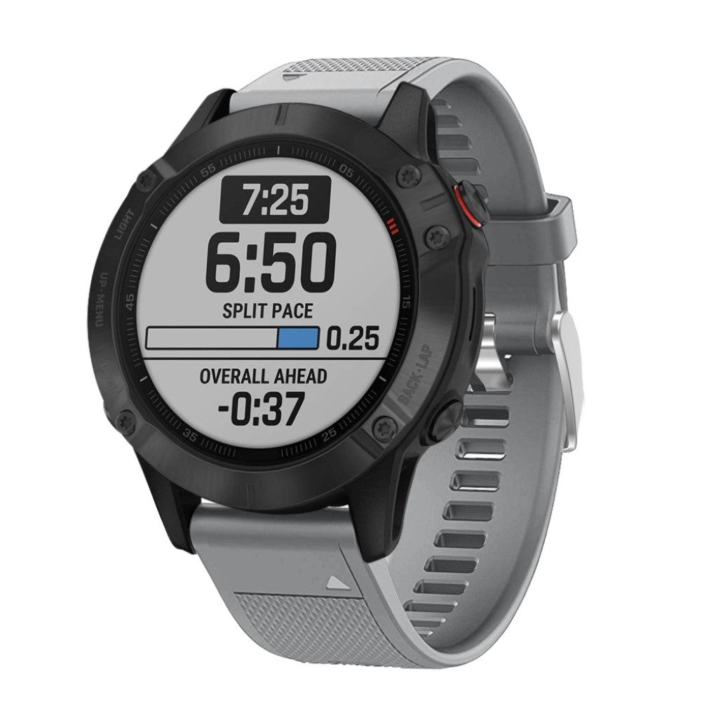 Meget fed Garmin Fenix 6 Silikone Rem - Sølv#serie_3