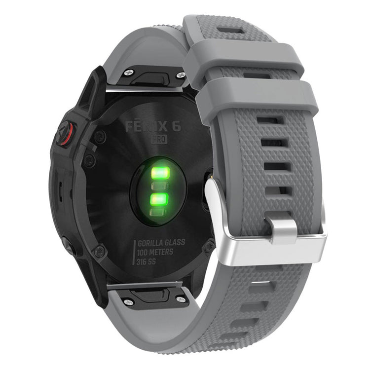 Meget fed Garmin Fenix 6 Silikone Rem - Sølv#serie_3